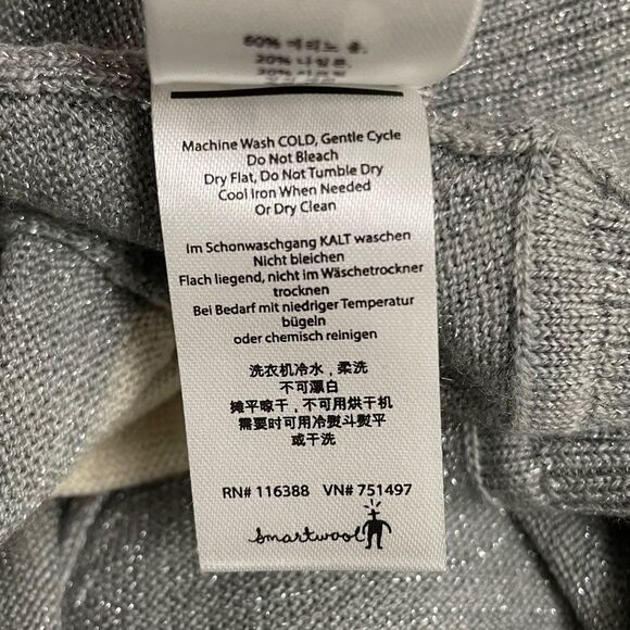 Smartwool Nokoni Wool Blend Cowl Neck Poncho Sweater Metallic Cream Size S/M - Picture 11 of 12